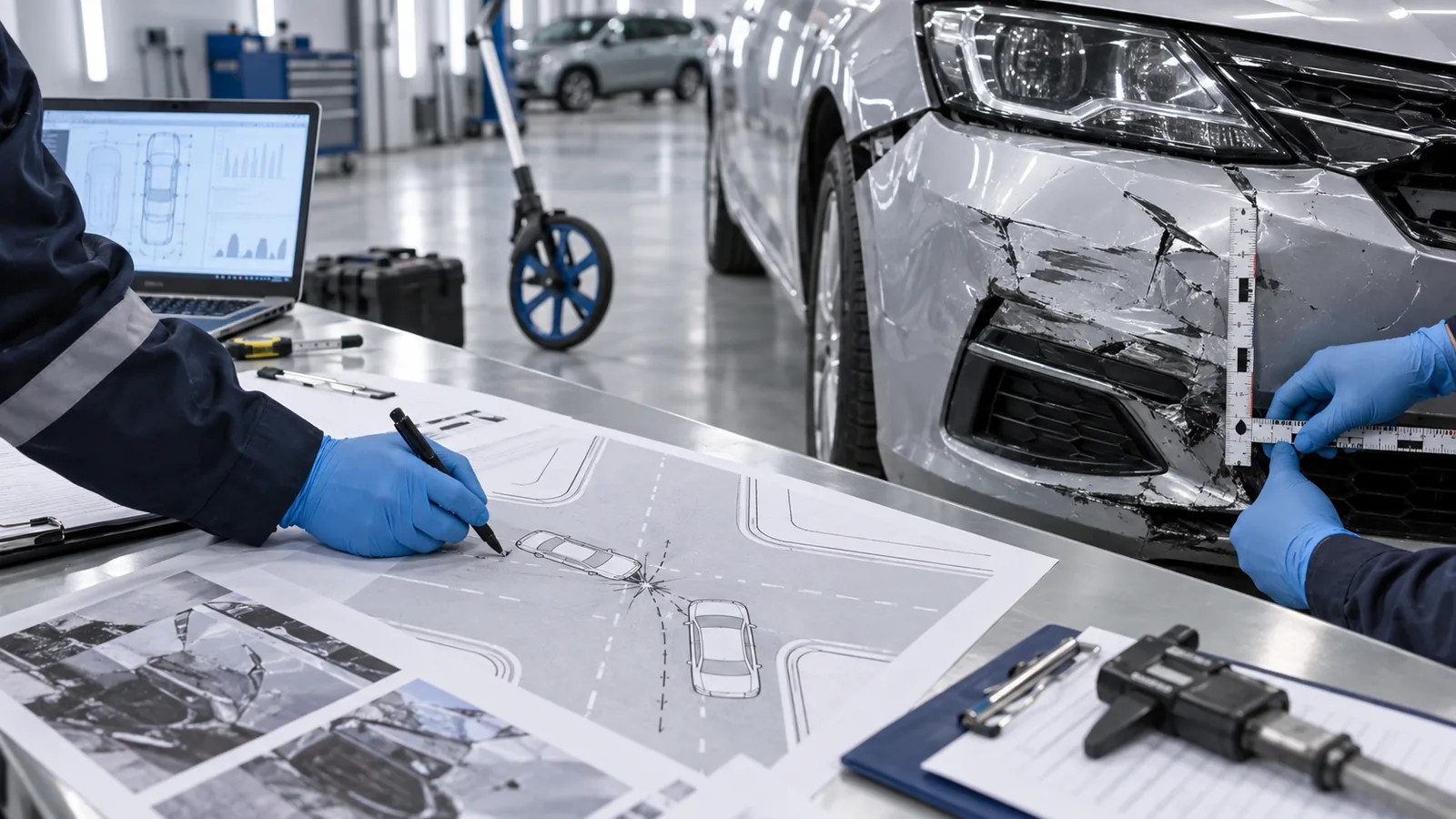 Измерение повреждений автомобиля при автотехнической экспертизе ДТП